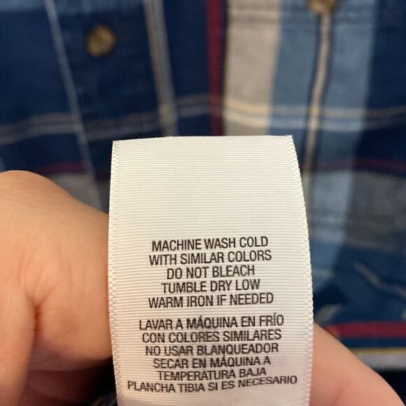 Roebuck & Co. - blue plaid button down shirt- size medium - Picture 9 of 10